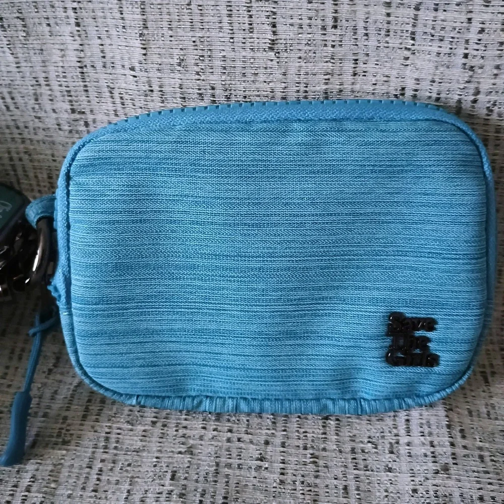 Save The Girls Clip & Go RFID Single Rope Crossbody Pouch Phone Strap Aqua NEW
